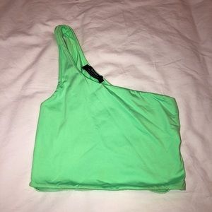 Bershka neon green one shoulder tank